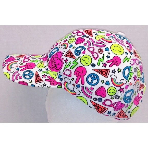 Justice Live Peace Love Girls Baseball Cap Hat Hook & Loop Adjustments OSFA - Picture 3 of 9
